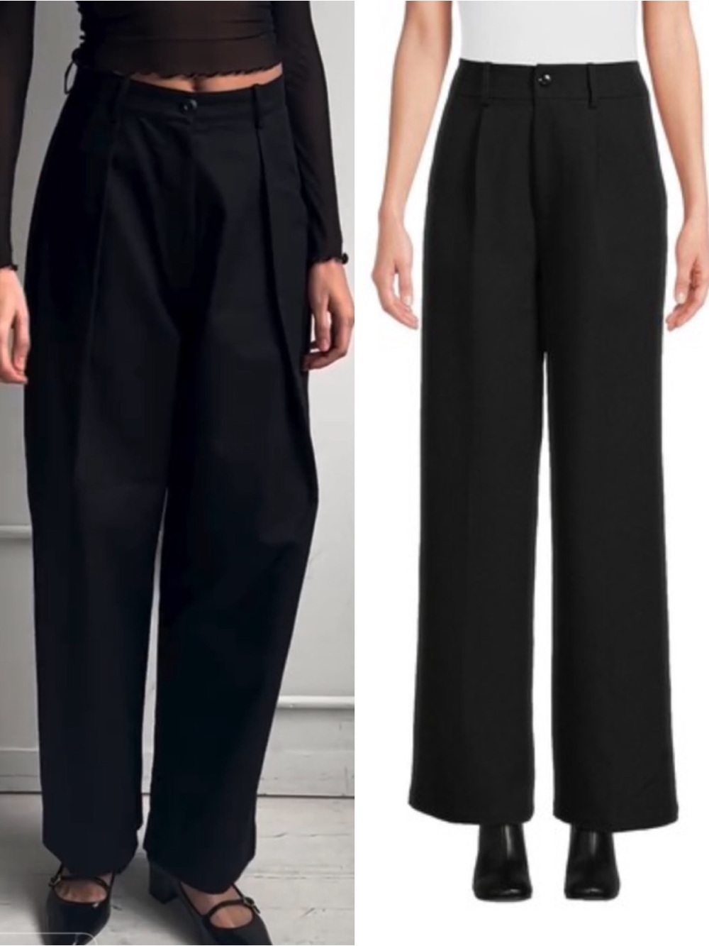 Wray Studio Pleated Wide Leg Pants Trousers Black